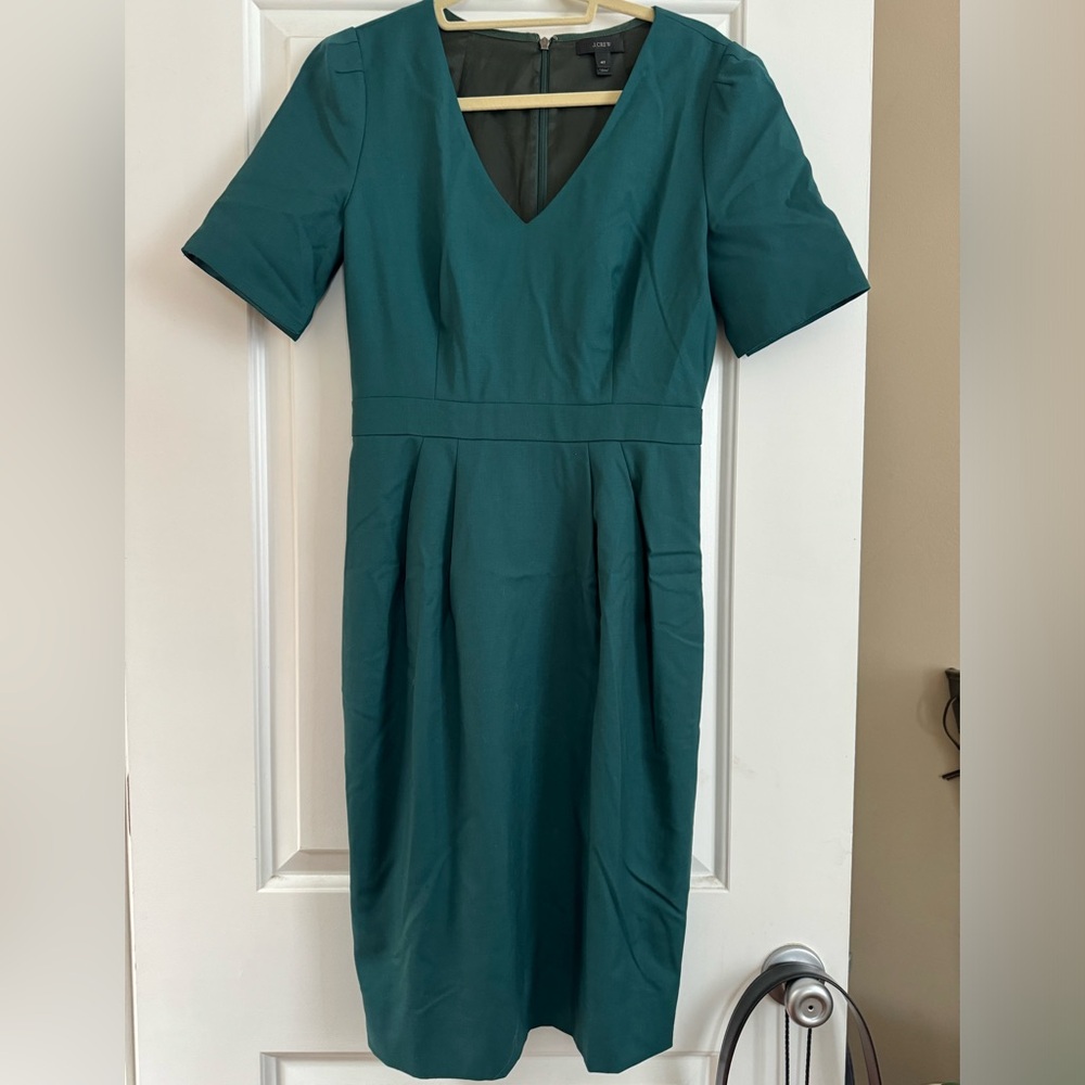 J Crew Teal Wool Suiting Dress 4 T